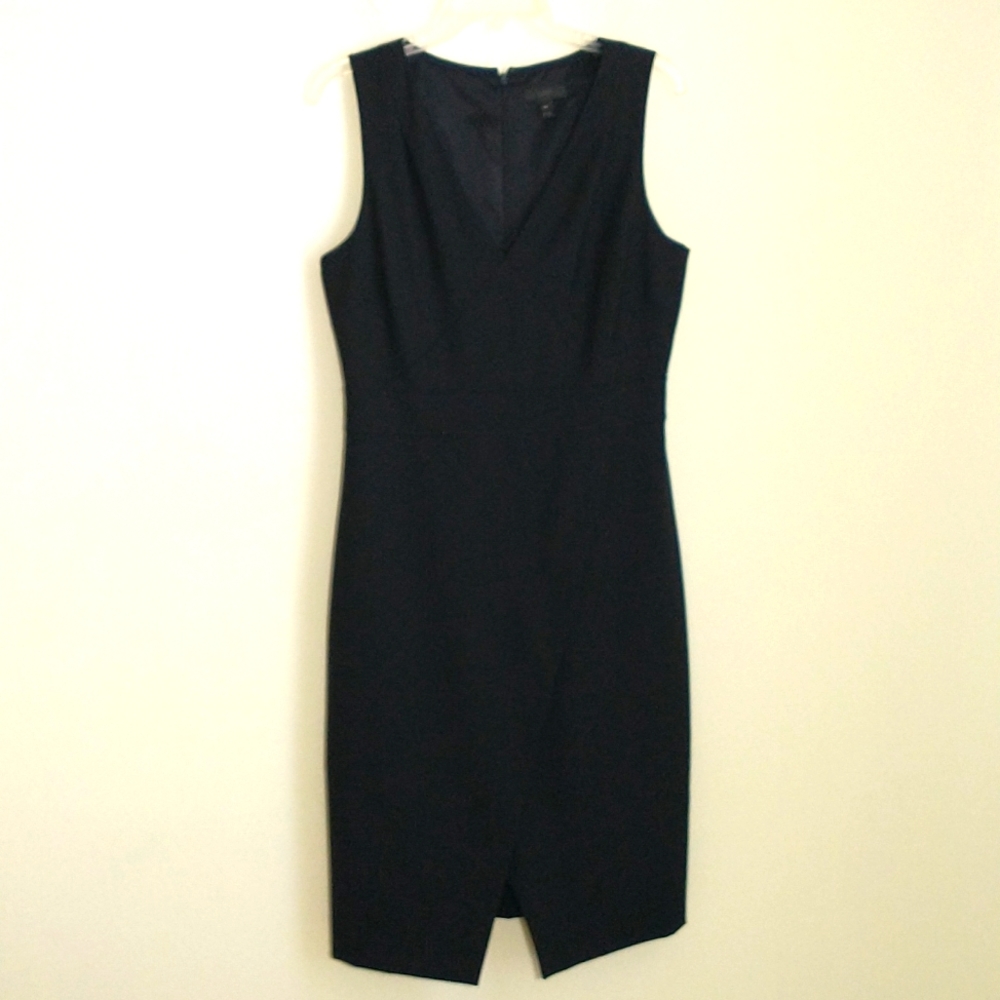 J.Crew , Black sleeveless 100% Wool fully lined V-neck wrap dress. sz 10T